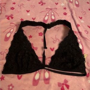 Free People intimately Black Lace Halter Bralette Size L
